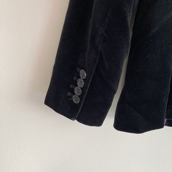 J. Crew Womens Black Velvet Blazer Size 6 Cotton Preppy Career Academia Classic - Picture 10 of 11